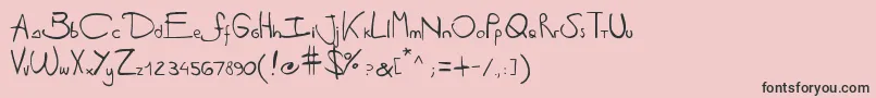 Antipirinahandscript-fontti – mustat fontit vaaleanpunaisella taustalla