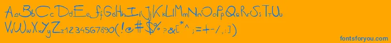 Antipirinahandscript-Schriftart – Blaue Schriften auf orangefarbenem Hintergrund