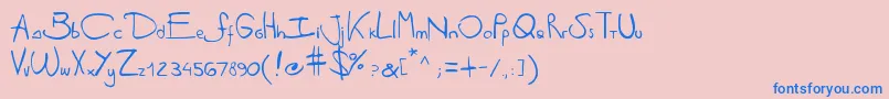 フォントAntipirinahandscript – ピンクの背景に青い文字