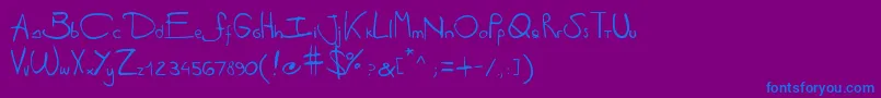 フォントAntipirinahandscript – 紫色の背景に青い文字