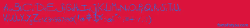 Antipirinahandscript-Schriftart – Blaue Schriften auf rotem Hintergrund