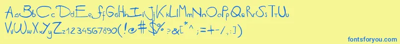 Antipirinahandscript Font – Blue Fonts on Yellow Background