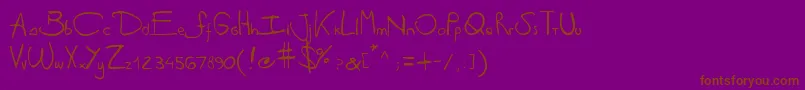 Antipirinahandscript-fontti – ruskeat fontit violetilla taustalla