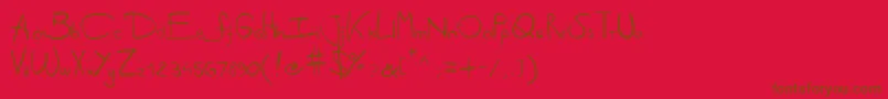 フォントAntipirinahandscript – 赤い背景に茶色の文字