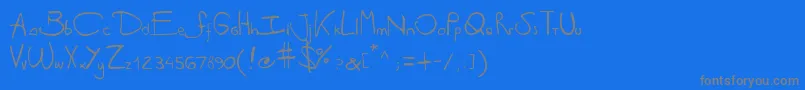 Antipirinahandscript-fontti – harmaat kirjasimet sinisellä taustalla