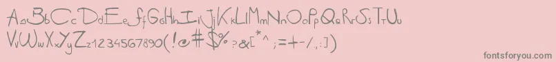 Antipirinahandscript-fontti – harmaat kirjasimet vaaleanpunaisella taustalla