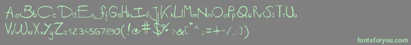 フォントAntipirinahandscript – 灰色の背景に緑のフォント