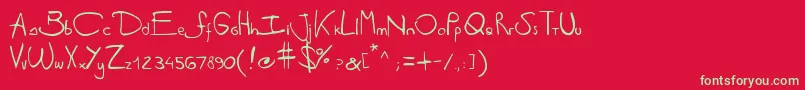 フォントAntipirinahandscript – 赤い背景に緑の文字