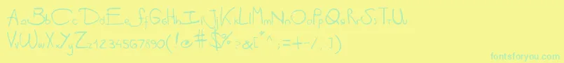 Antipirinahandscript-fontti – vihreät fontit keltaisella taustalla