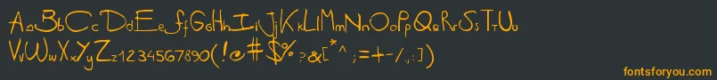 フォントAntipirinahandscript – 黒い背景にオレンジの文字