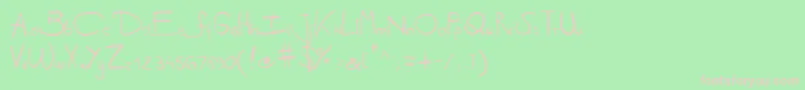 Antipirinahandscript-fontti – vaaleanpunaiset fontit vihreällä taustalla