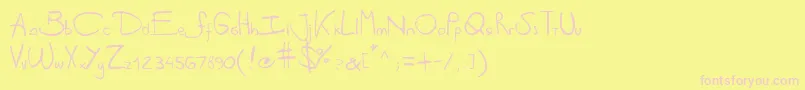 Fonte Antipirinahandscript – fontes rosa em um fundo amarelo