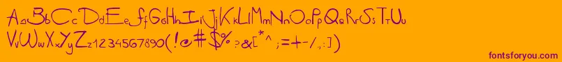 フォントAntipirinahandscript – オレンジの背景に紫のフォント