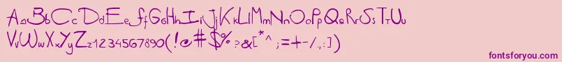 Antipirinahandscript-fontti – violetit fontit vaaleanpunaisella taustalla