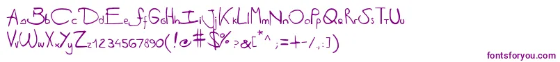 Antipirinahandscript-fontti – violetit fontit valkoisella taustalla