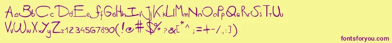 Antipirinahandscript Font – Purple Fonts on Yellow Background