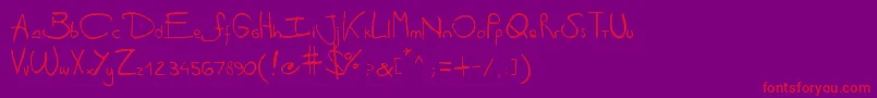 Antipirinahandscript-fontti – punaiset fontit violetilla taustalla