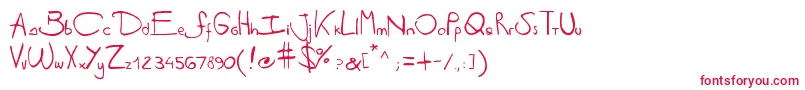 Fonte Antipirinahandscript – fontes vermelhas em um fundo branco