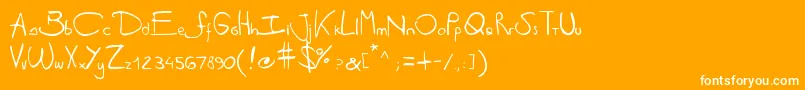 Antipirinahandscript-fontti – valkoiset fontit oranssilla taustalla