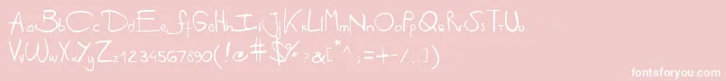 Antipirinahandscript-fontti – valkoiset fontit vaaleanpunaisella taustalla