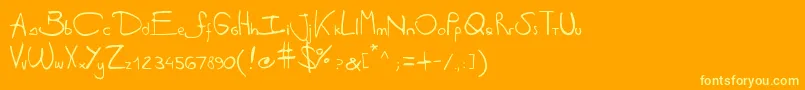 Antipirinahandscript-Schriftart – Gelbe Schriften auf orangefarbenem Hintergrund