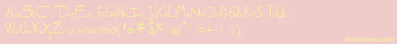 Antipirinahandscript-fontti – keltaiset fontit vaaleanpunaisella taustalla