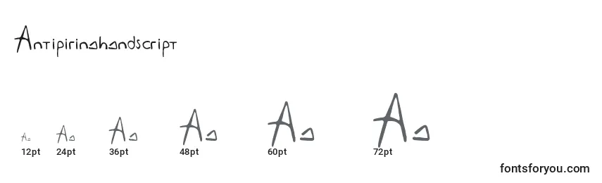 Размеры шрифта Antipirinahandscript