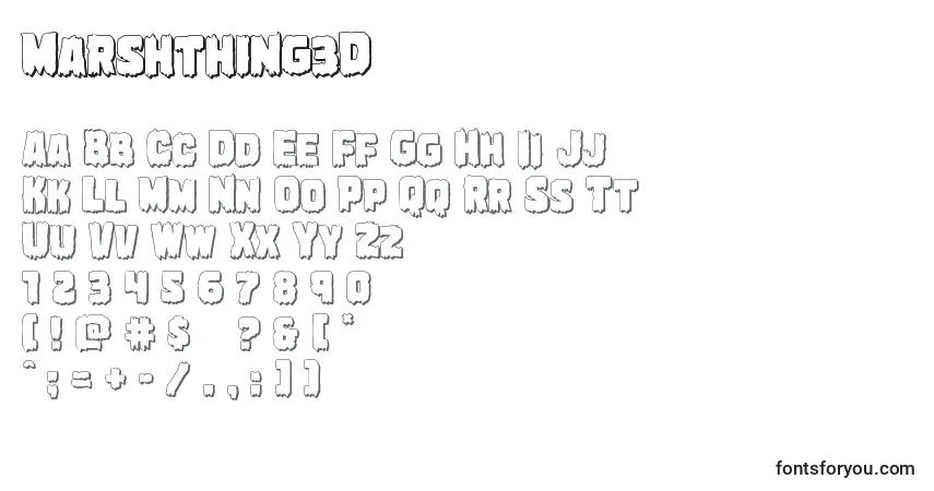 A fonte Marshthing3D – alfabeto, números, caracteres especiais