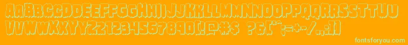 Marshthing3D-Schriftart – Grüne Schriften auf orangefarbenem Hintergrund