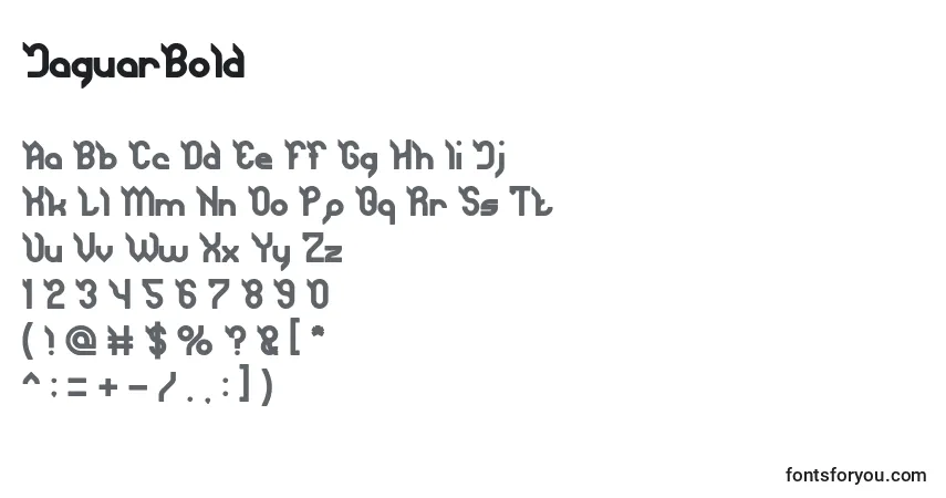 A fonte JaguarBold – alfabeto, números, caracteres especiais