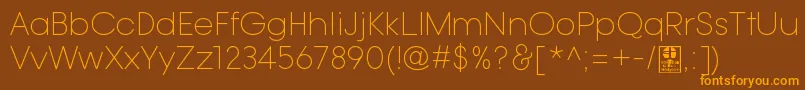 TypoGotikaLightDemo-Schriftart – Orangefarbene Schriften auf braunem Hintergrund