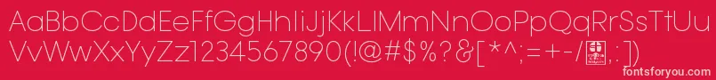 Fonte TypoGotikaLightDemo – fontes rosa em um fundo vermelho