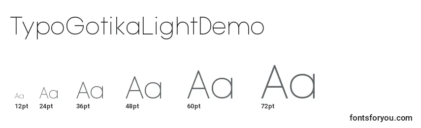 Größen der Schriftart TypoGotikaLightDemo