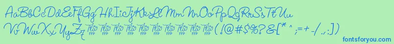 フォントLucemitaFontFfp – 青い文字は緑の背景です。