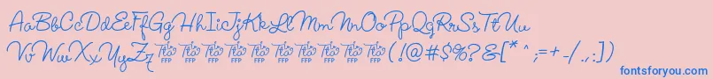 LucemitaFontFfp-Schriftart – Blaue Schriften auf rosa Hintergrund