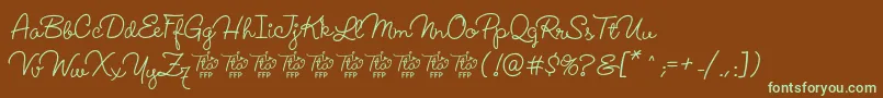 LucemitaFontFfp-fontti – vihreät fontit ruskealla taustalla