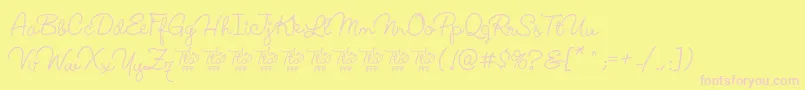 LucemitaFontFfp-Schriftart – Rosa Schriften auf gelbem Hintergrund