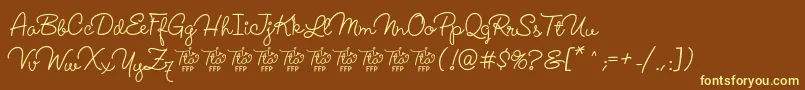 LucemitaFontFfp-fontti – keltaiset fontit ruskealla taustalla