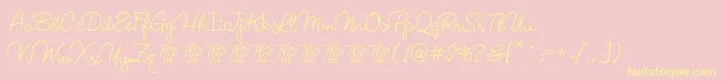 LucemitaFontFfp-Schriftart – Gelbe Schriften auf rosa Hintergrund