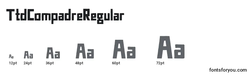 Размеры шрифта TtdCompadreRegular (28876)