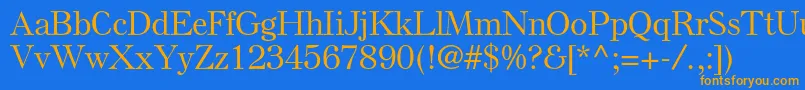 フォントElsenplstdMedium – オレンジ色の文字が青い背景にあります。