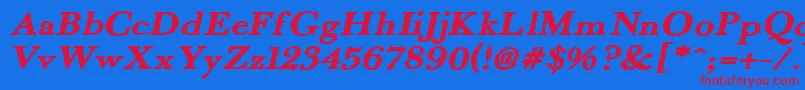 フォントFradexI – 赤い文字の青い背景