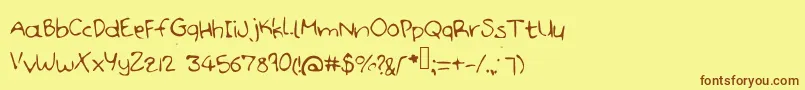 Handdoodle Font – Brown Fonts on Yellow Background
