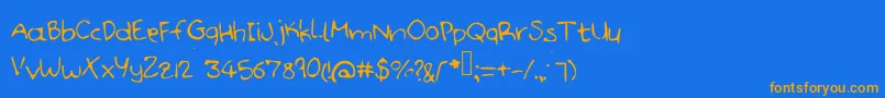 Handdoodle Font – Orange Fonts on Blue Background