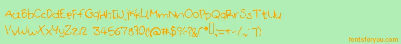 Handdoodle Font – Orange Fonts on Green Background