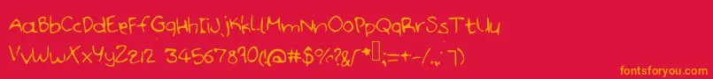 Handdoodle Font – Orange Fonts on Red Background