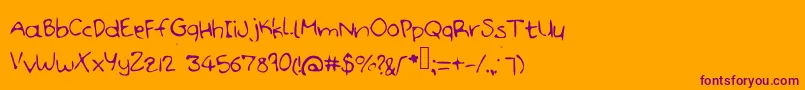 Handdoodle Font – Purple Fonts on Orange Background