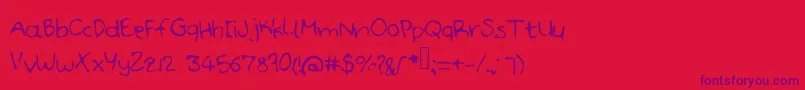 Handdoodle Font – Purple Fonts on Red Background