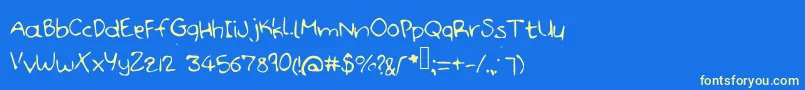 Handdoodle Font – Yellow Fonts on Blue Background