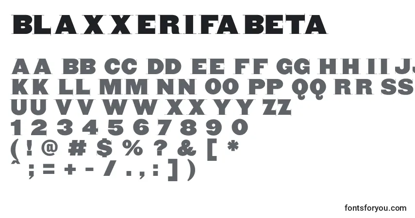 A fonte Blaxxerifabeta – alfabeto, números, caracteres especiais